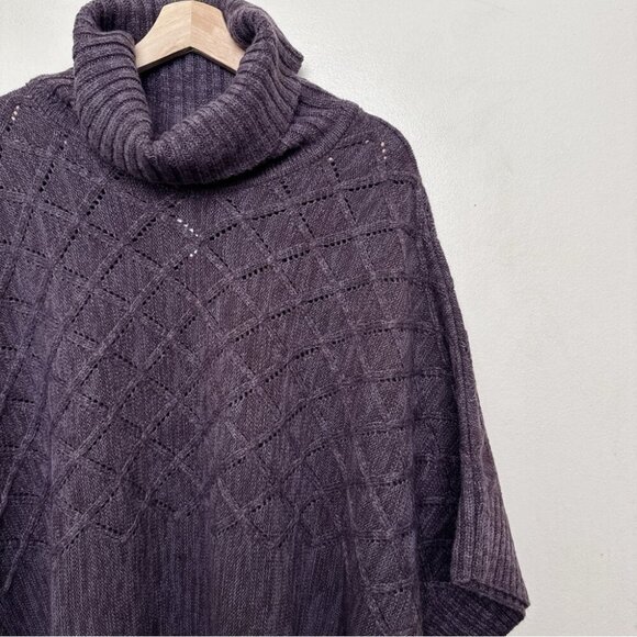 Roots Womens One Size Wool Cable Turtle Neck Poncho Sweater - Picture 6 of 13